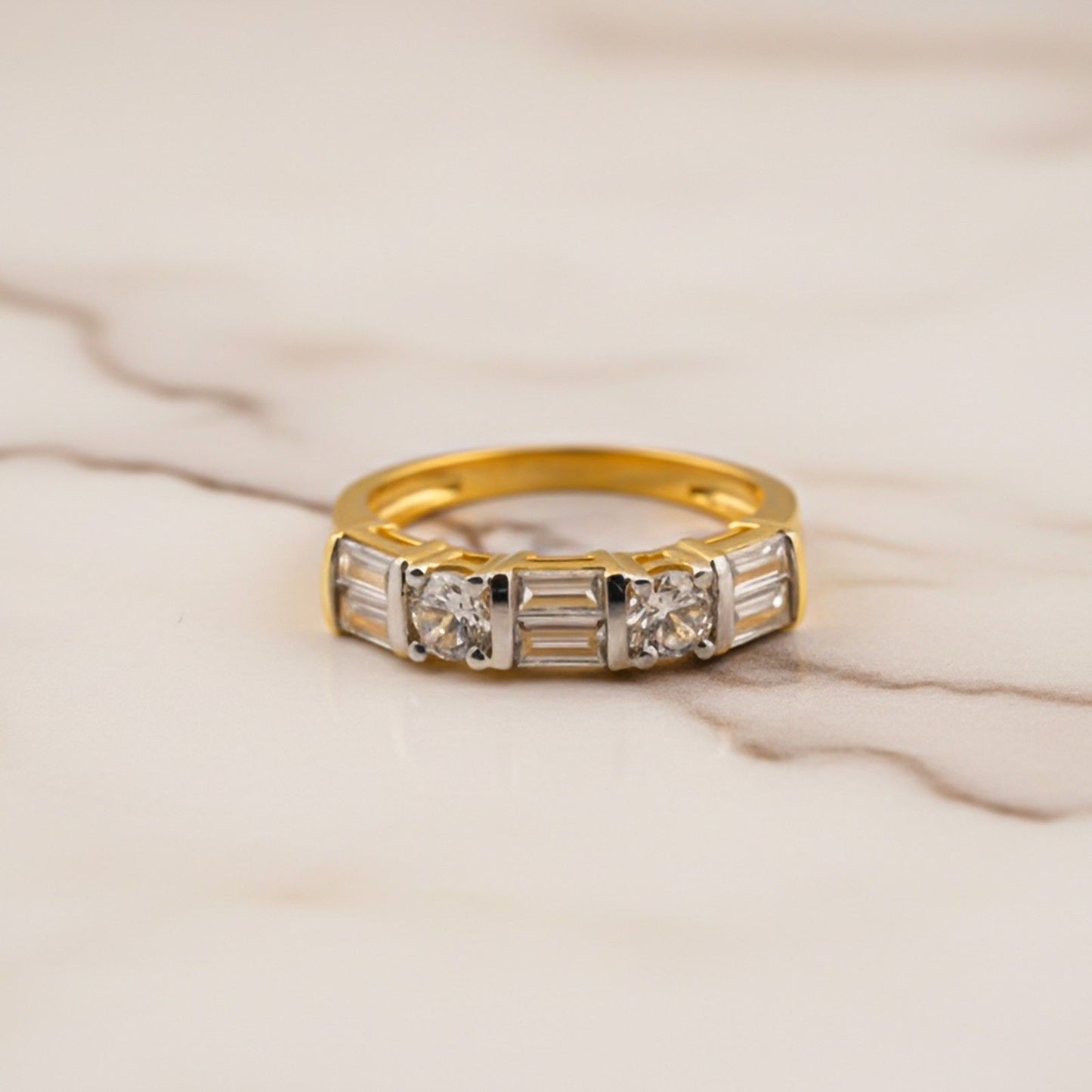 Silver Five-Stone Band Ring for Women