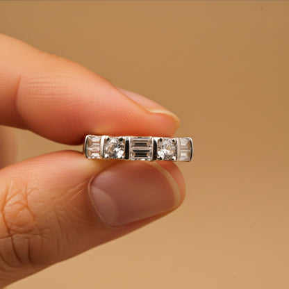 Silver Five-Stone Band Ring for Women