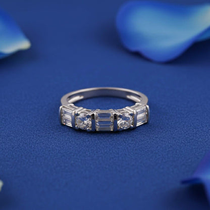 Silver Five-Stone Band Ring for Women