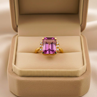 Silver Pink Sapphire Statement Ring for Women