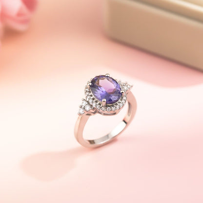 Silver Blue Sapphire Vintage Halo Ring