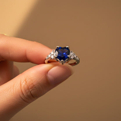 Silver Blue Sapphire Romantic Ring