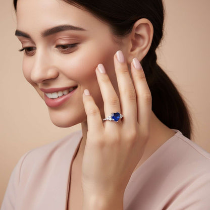 Silver Blue Sapphire Romantic Ring