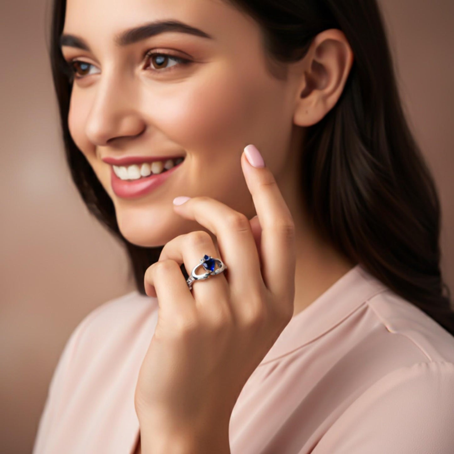 Silver Heart Dual Band Ring for Women