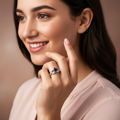 Silver Heart Dual Band Ring for Women