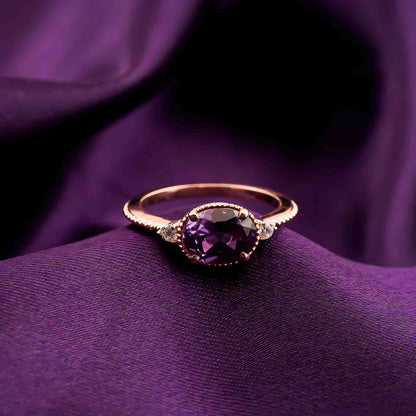 Silver Amethyst Classic Ring for Women