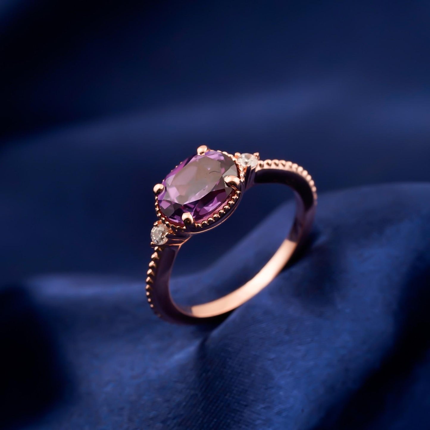 Silver Amethyst Classic Ring for Women
