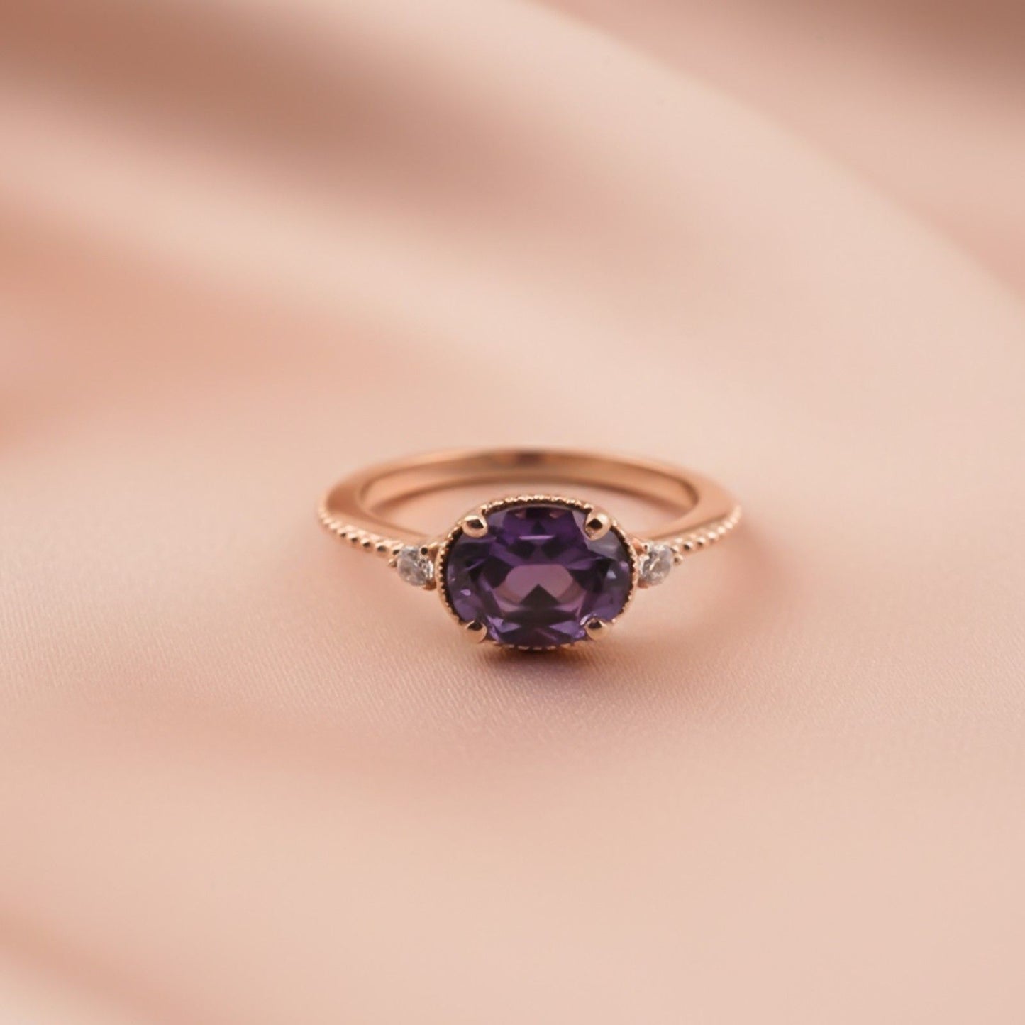 Silver Amethyst Classic Ring for Women