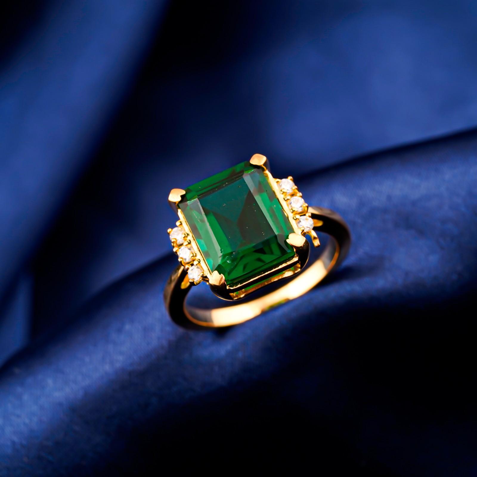 Silver Emerald Statement Ring for Women