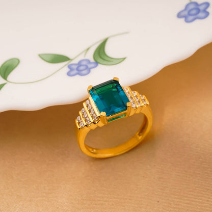 Silver Aquamarine Art Deco Statement Ring