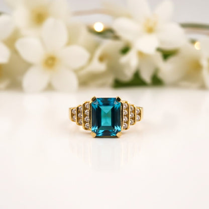Silver Aquamarine Art Deco Statement Ring