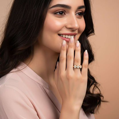 Silver Floral Cluster Statement Ring