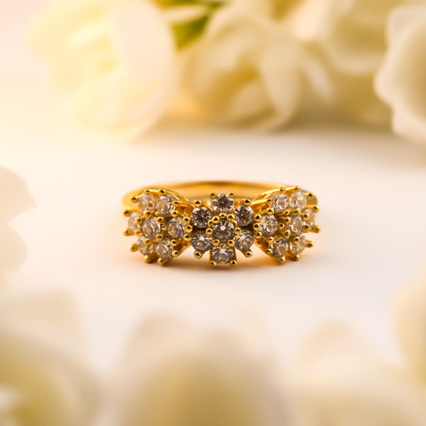 Silver Floral Cluster Statement Ring