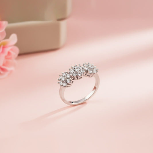 Silver Floral Cluster Statement Ring