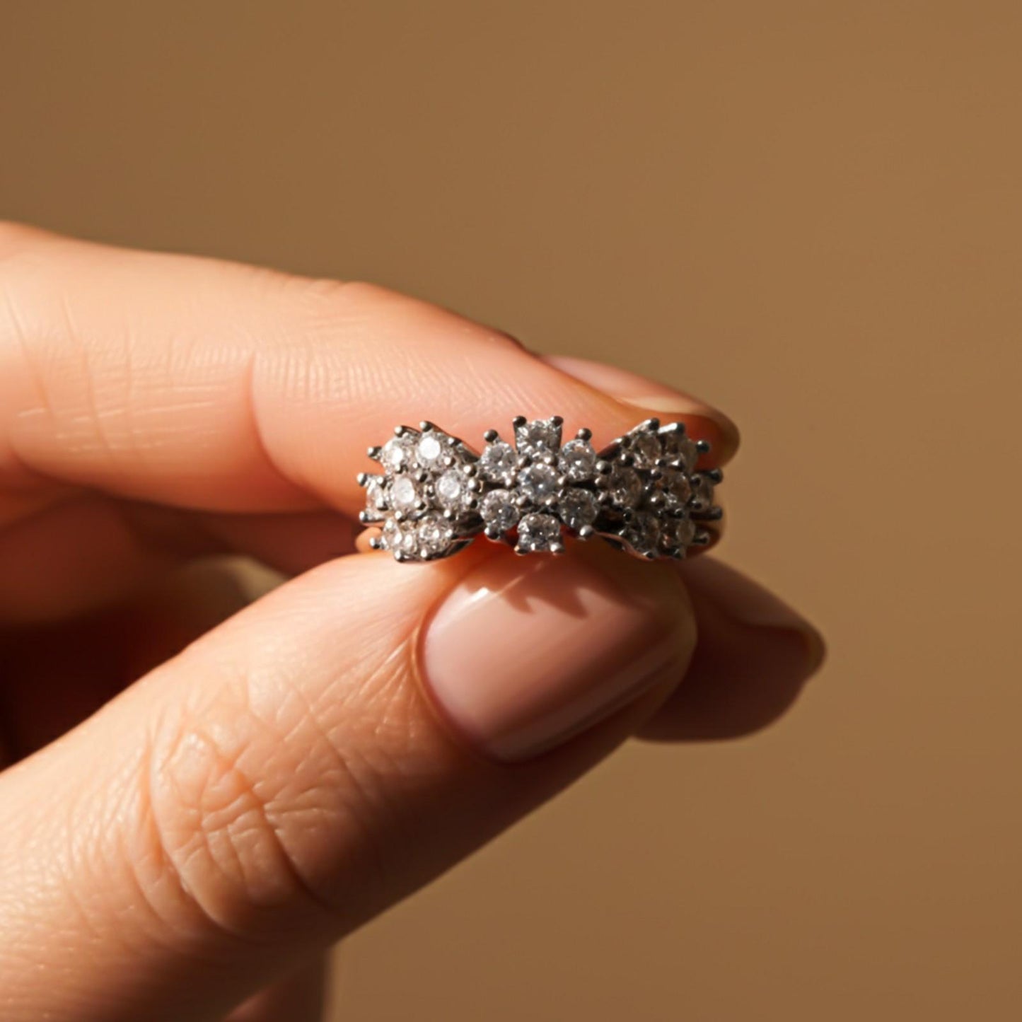 Silver Floral Cluster Statement Ring