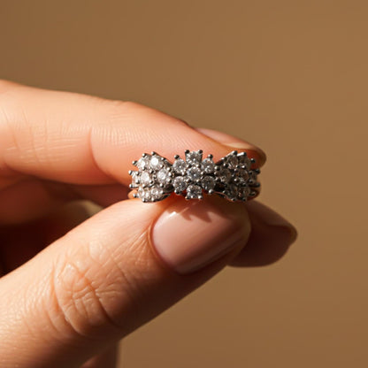 Silver Floral Cluster Statement Ring