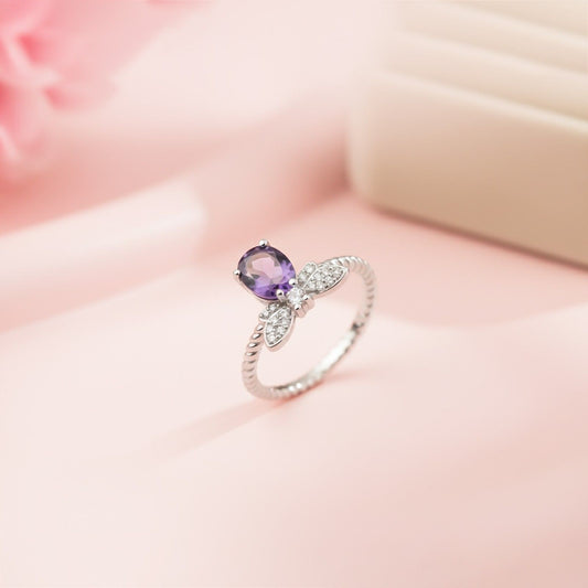 Silver Alexandrite Butterfly Ring for Women
