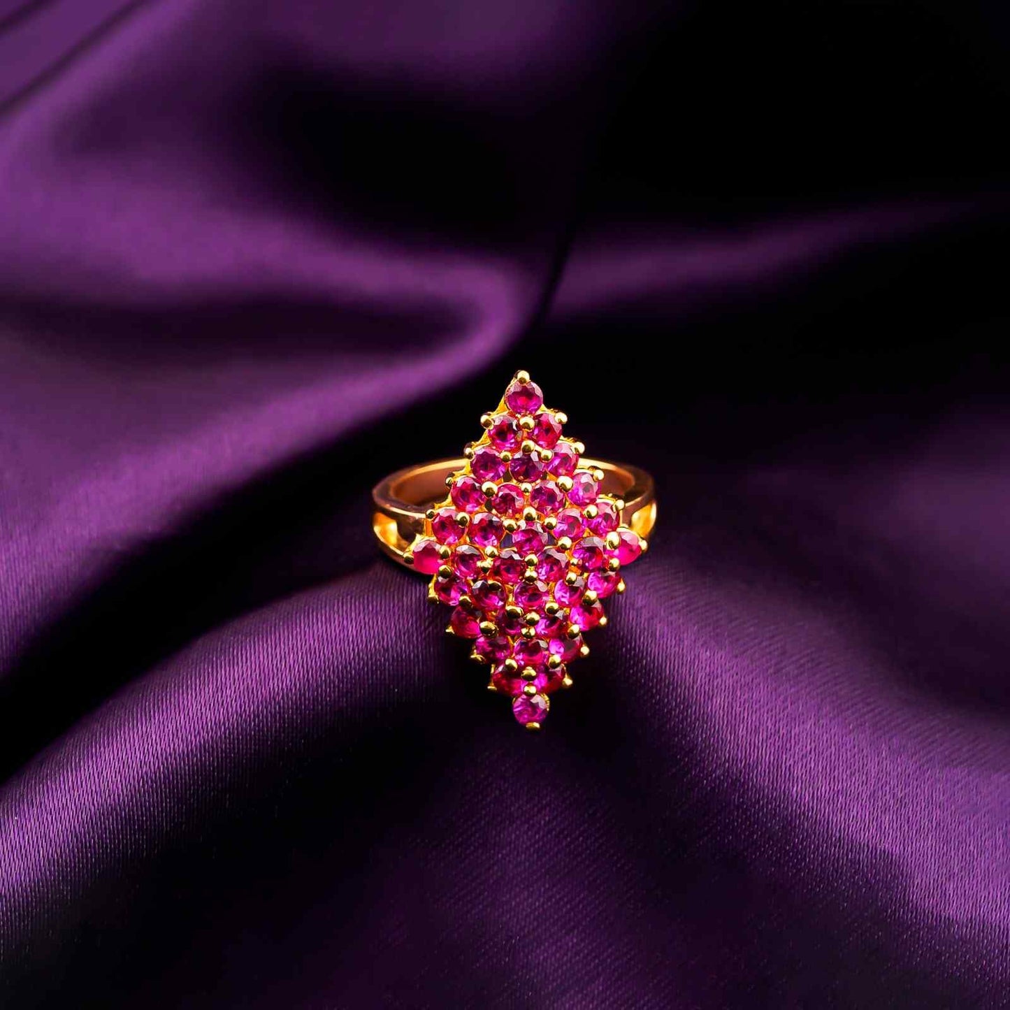 Silver Ruby Cluster Statement Ring