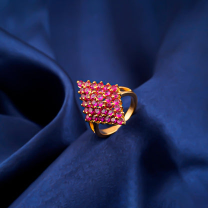 Silver Ruby Cluster Statement Ring