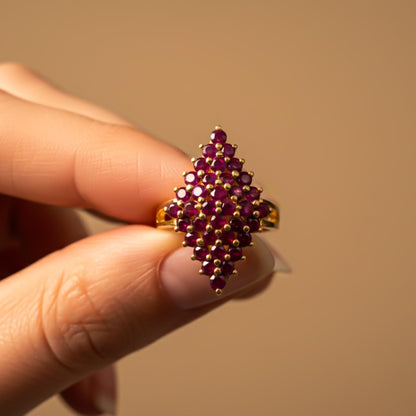 Silver Ruby Cluster Statement Ring