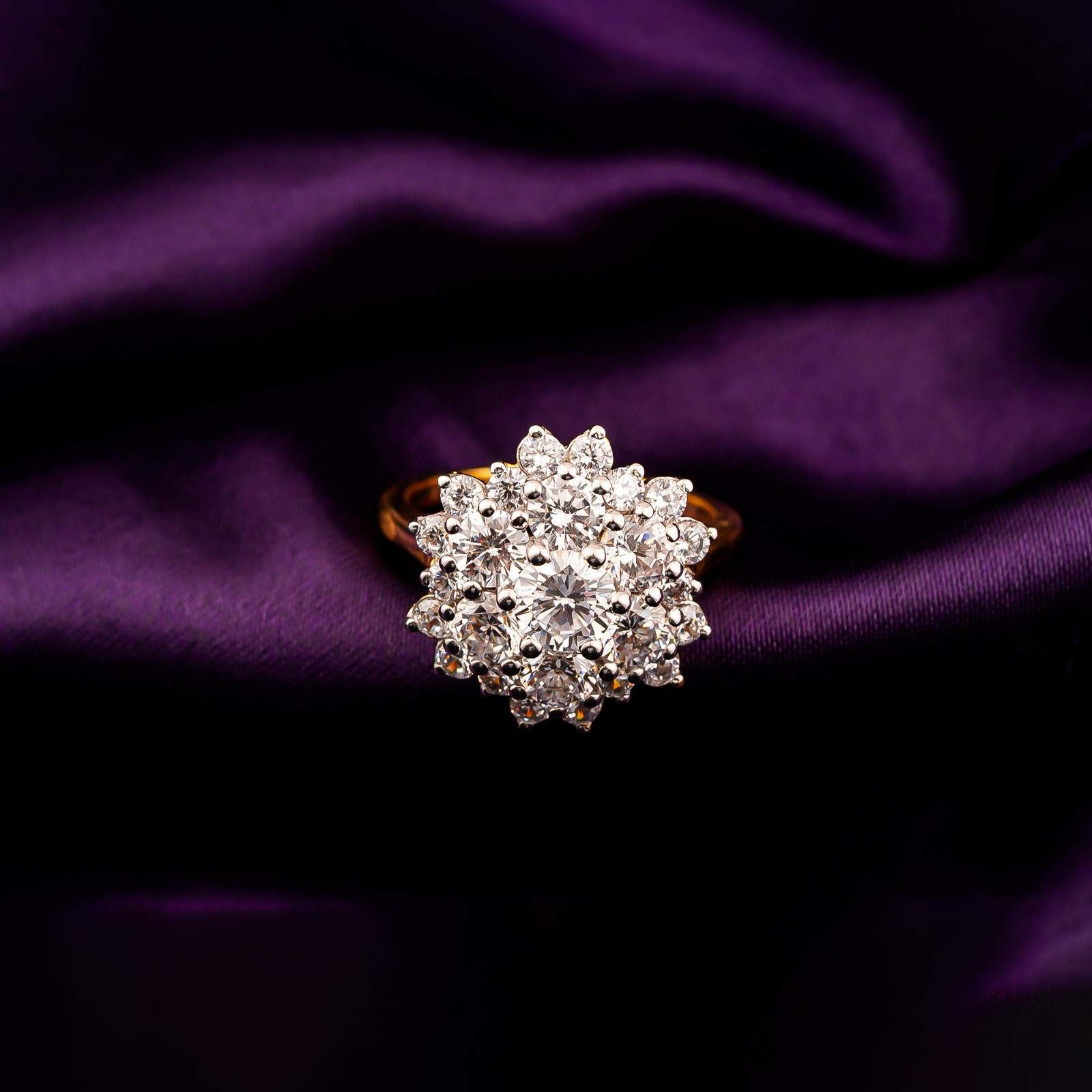 Silver Floral Cluster Statement Ring