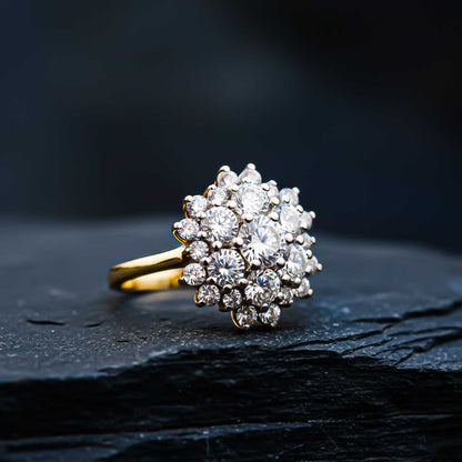 Silver Floral Cluster Statement Ring