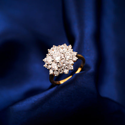 Silver Floral Cluster Statement Ring