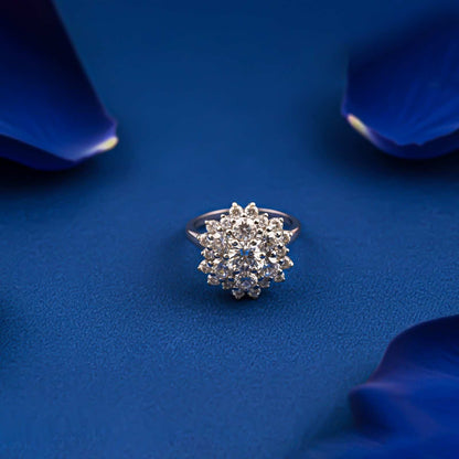 Silver Floral Cluster Statement Ring