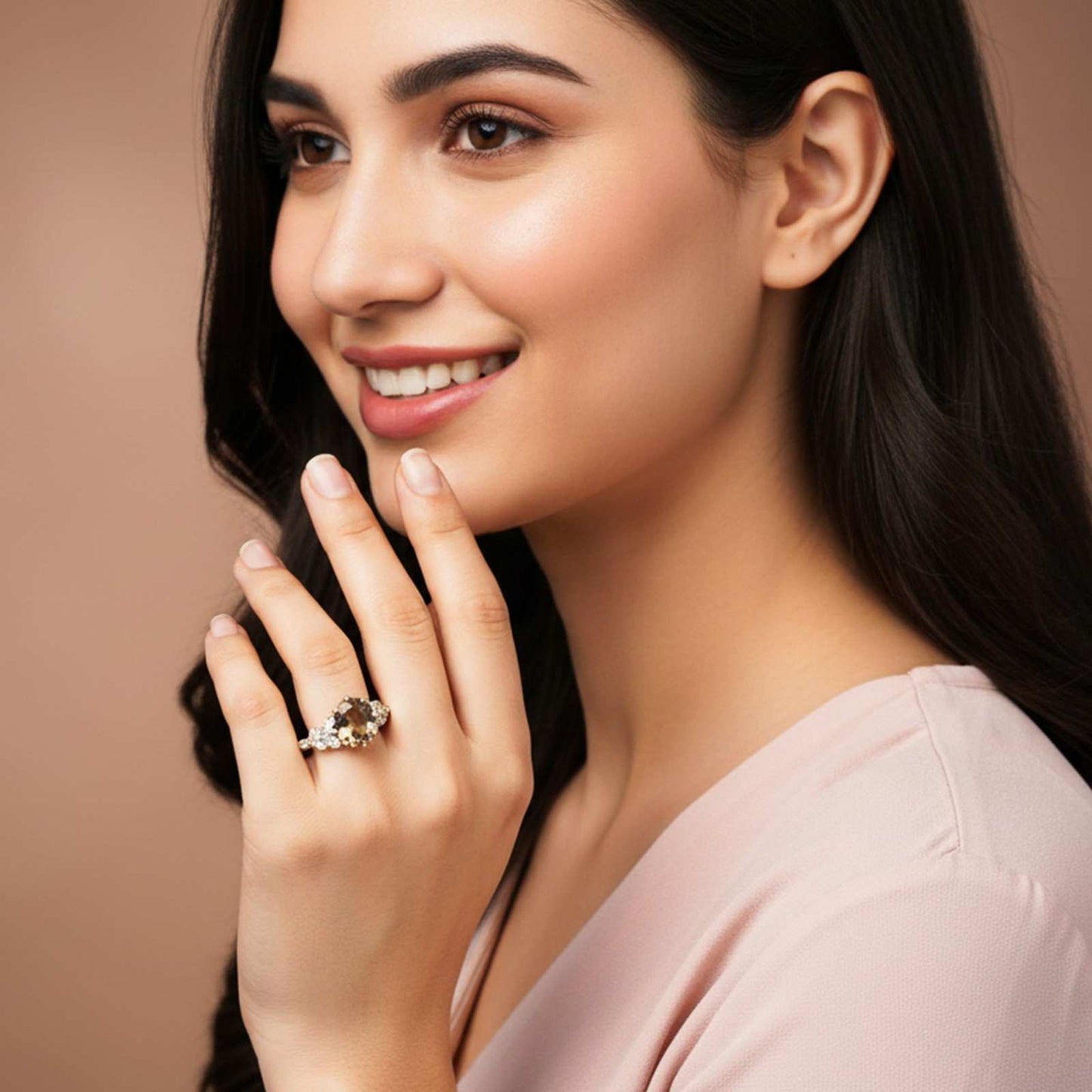 Silver Morganite Oval Halo Ring
