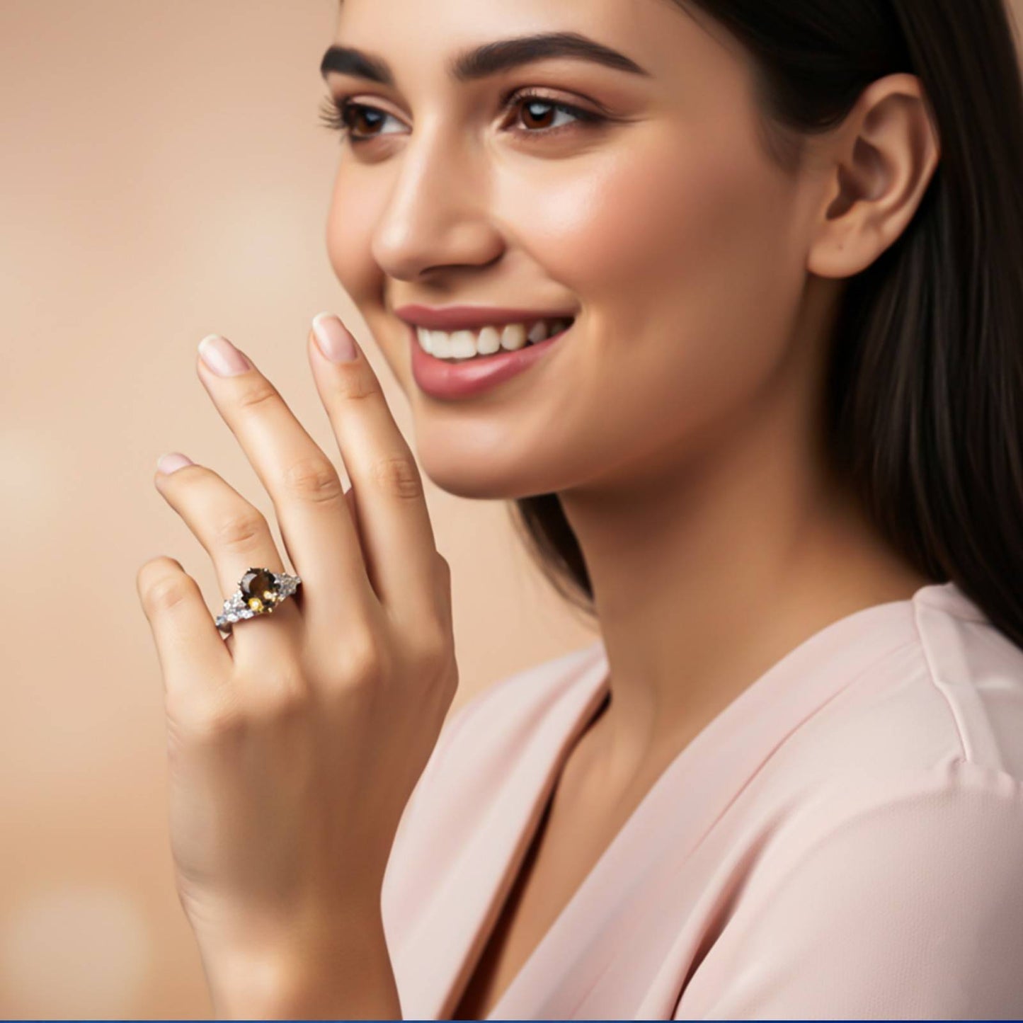 Silver Morganite Oval Halo Ring