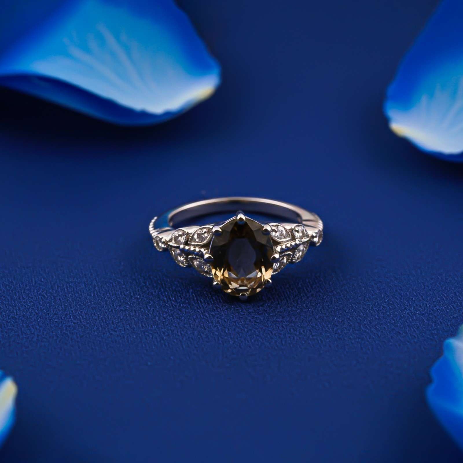 Silver Morganite Oval Halo Ring