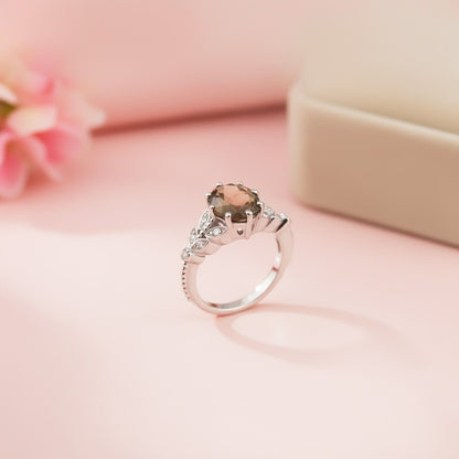 Silver Morganite Oval Halo Ring