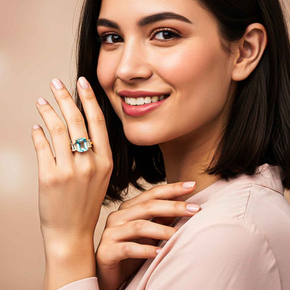 Silver Aquamarine Three-Stone Ring