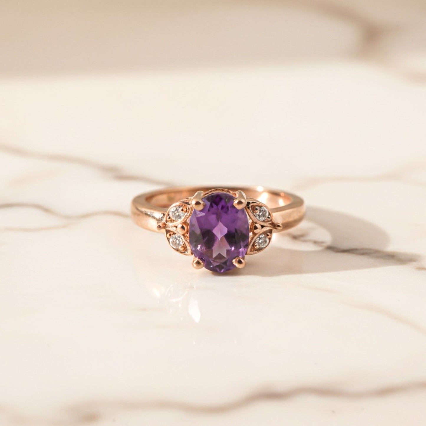Silver Amethyst Oval Vintage Ring