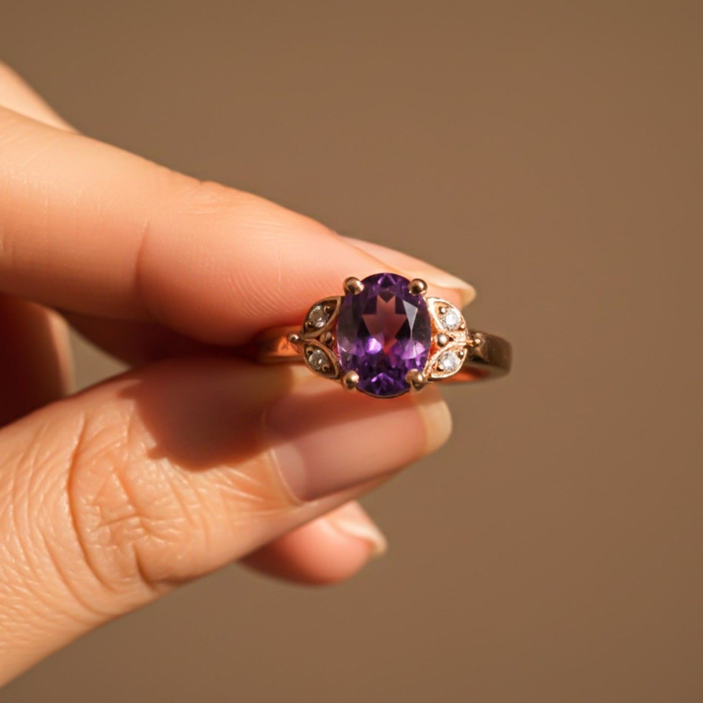 Silver Amethyst Oval Vintage Ring