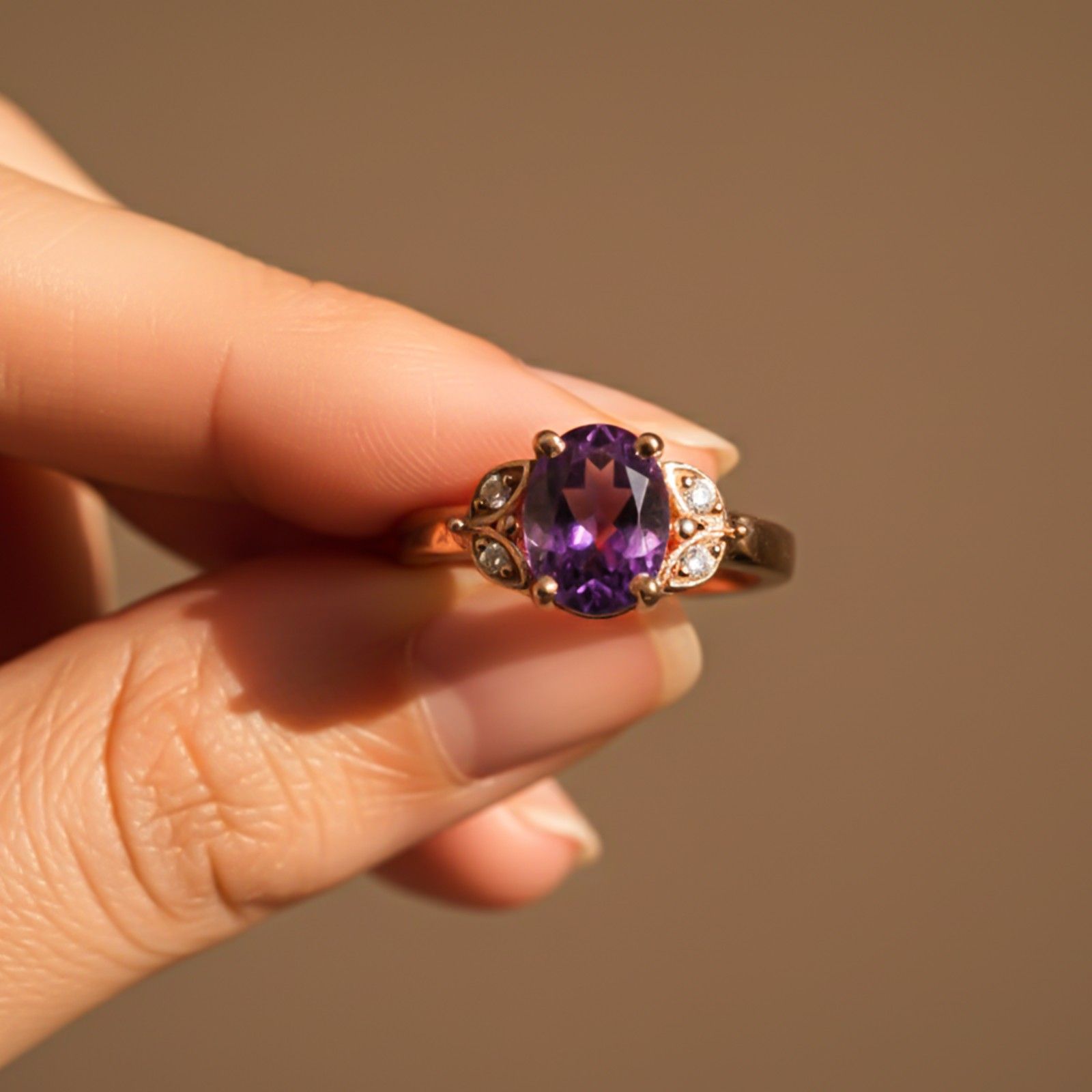 Silver Amethyst Oval Vintage Ring