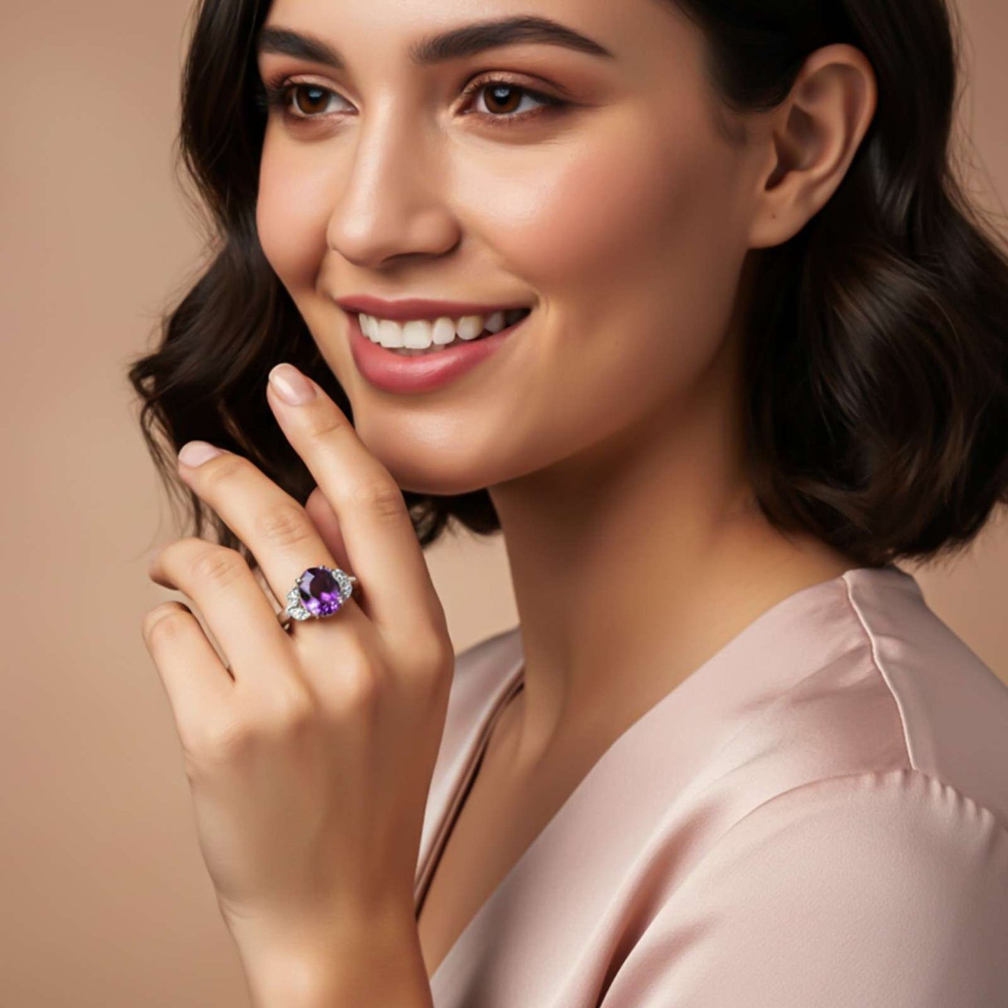Silver Amethyst Oval Vintage Ring