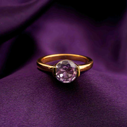 Silver Amethyst Solitaire Ring