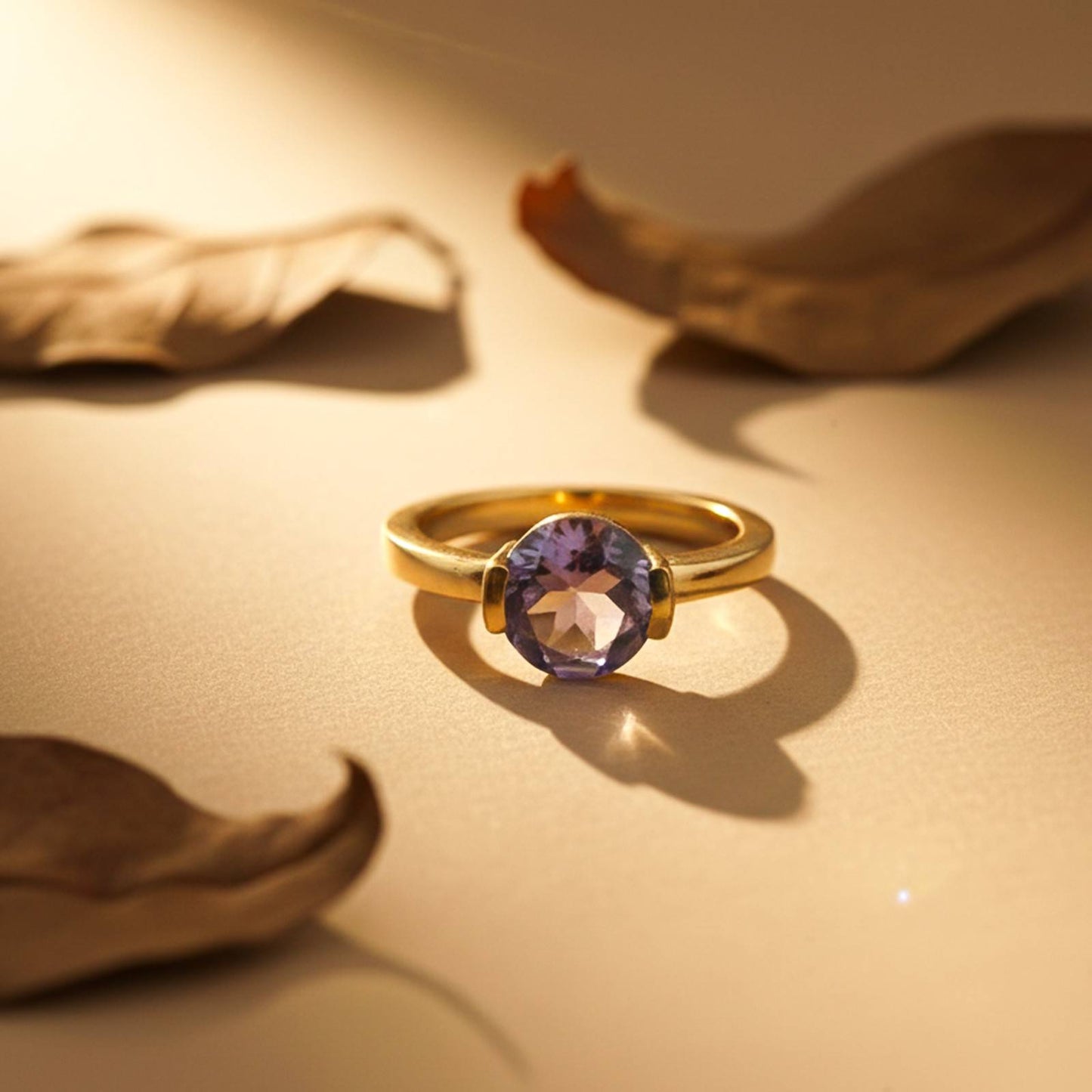 Silver Amethyst Solitaire Ring