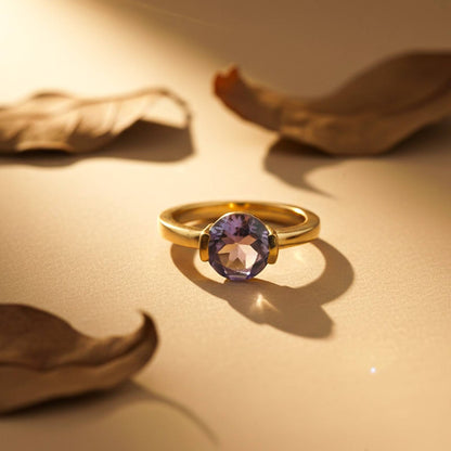 Silver Amethyst Solitaire Ring