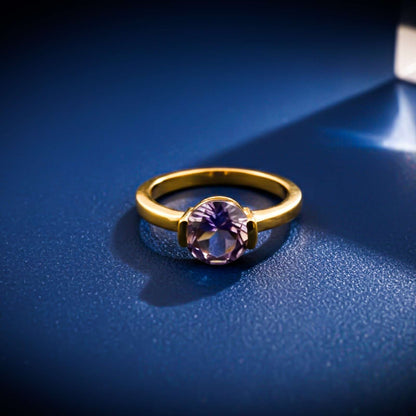 Silver Amethyst Solitaire Ring