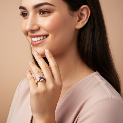 Silver Amethyst Solitaire Ring