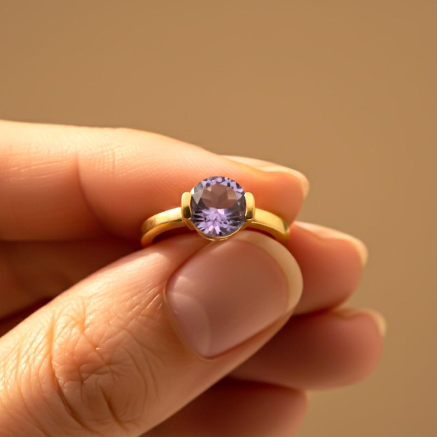 Silver Amethyst Solitaire Ring