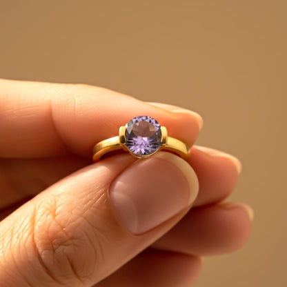 Silver Amethyst Solitaire Ring