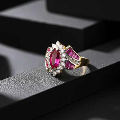 Silver Marquise Halo Cocktail Ring