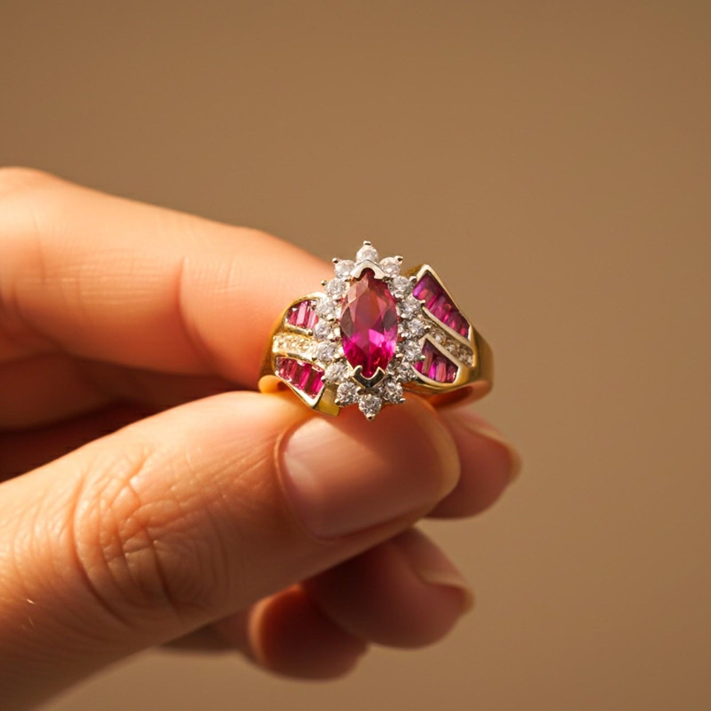 Silver Marquise Halo Cocktail Ring
