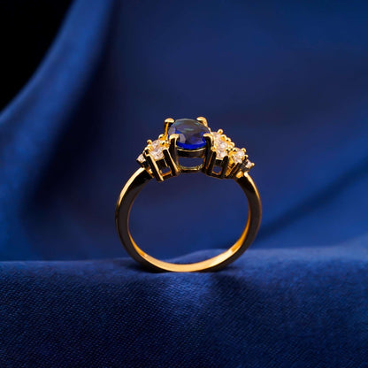 Silver Sapphire Oval Cluster Ring