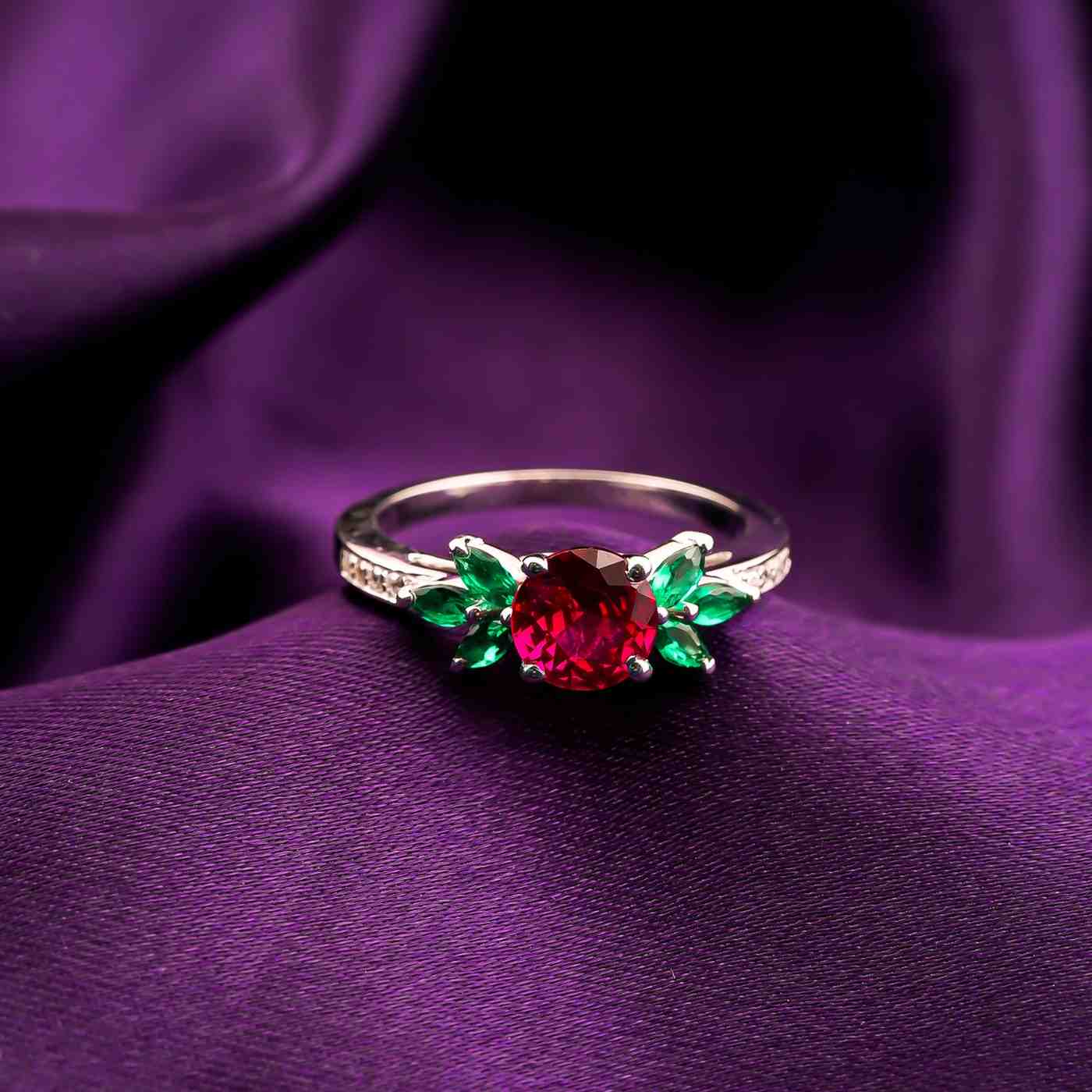 Silver Floral Accent Ring for Women