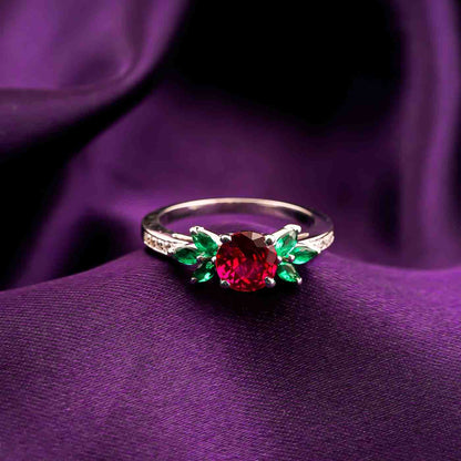 Silver Floral Accent Ring for Women