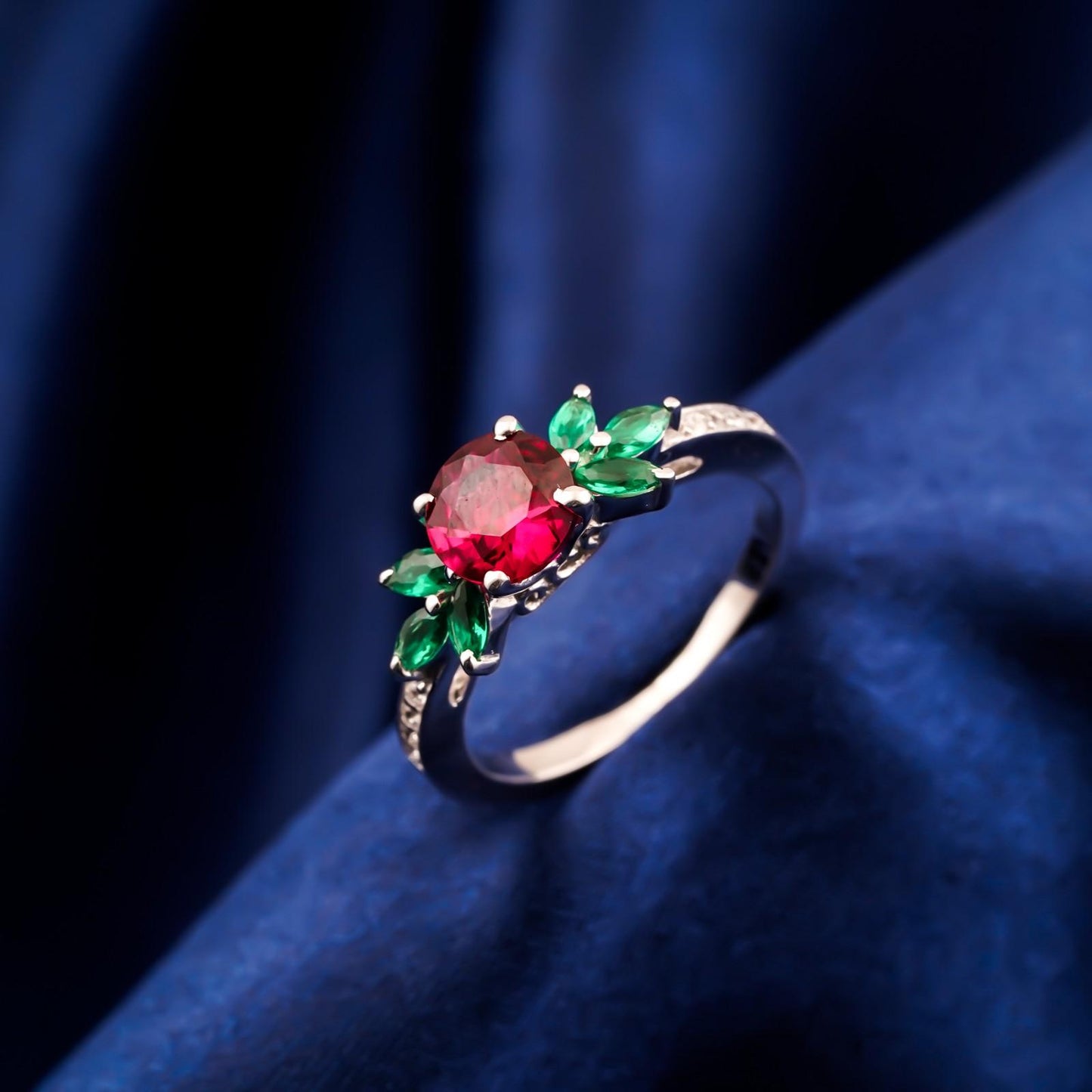 Silver Floral Accent Ring for Women